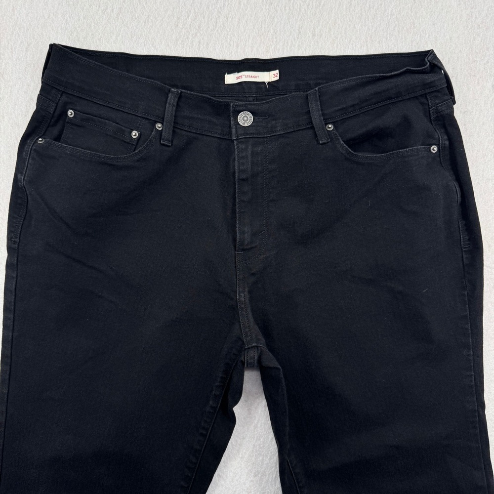 Levis 505 Straight Leg Jeans Womens 14S (35x29) Black Denim High Rise Pants
